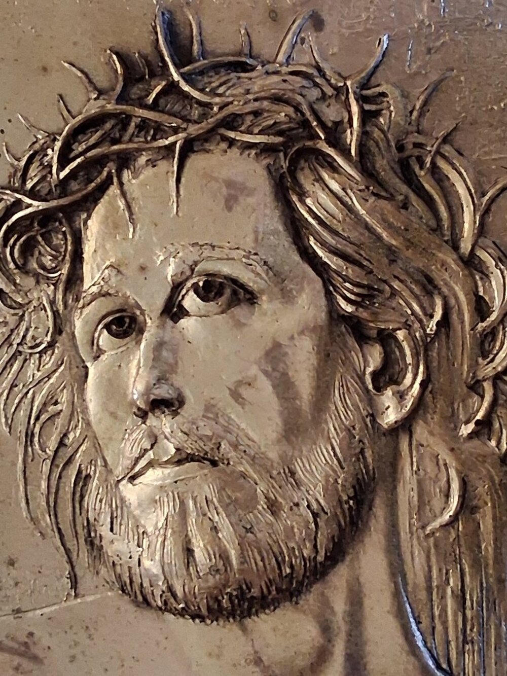 Vintage Large Sterling Silver 925 Jesus Wall Plaque Made in Italy  see inside ..